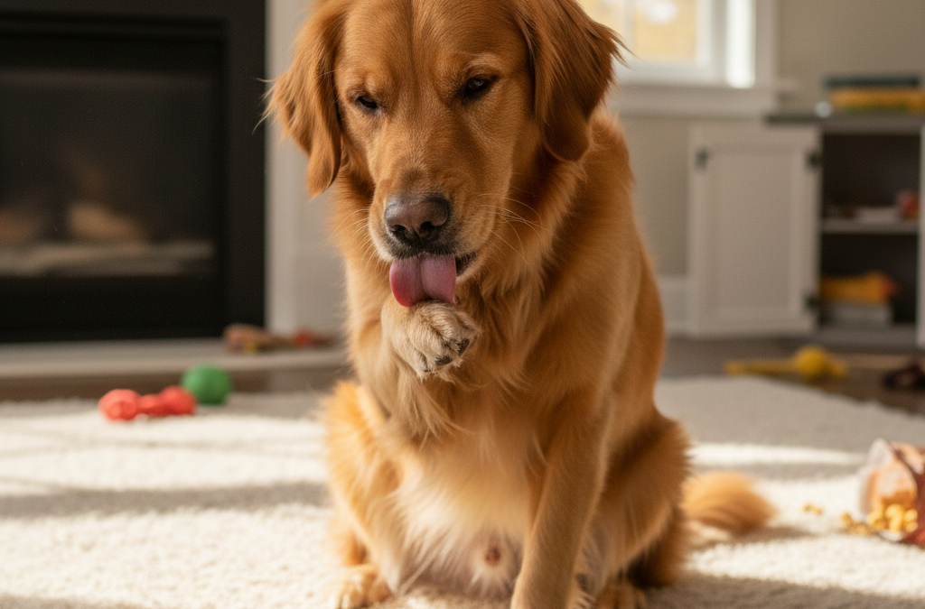 Picture that showcases the question: Why Do Dogs Lick Their Paws Incessantly?