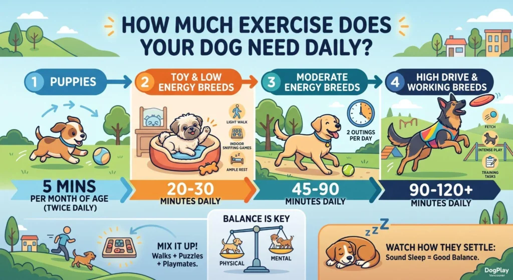 Picture of a chart explaining dog activity levels by age and breed