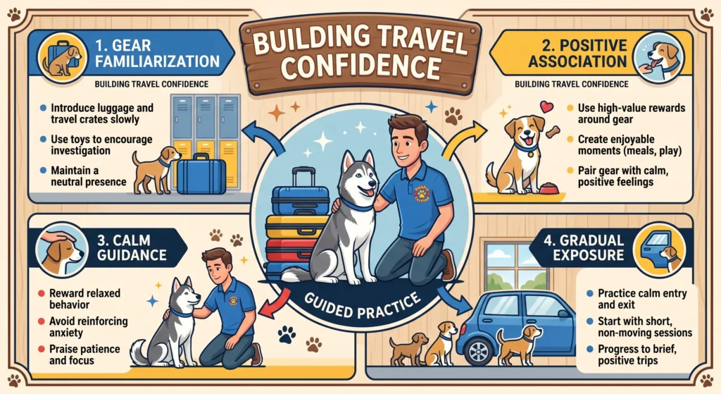 Picture of an infographic about building dog travel confidence